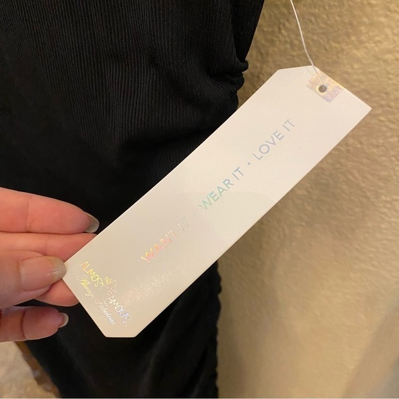 NWT~FOREVER 21 x ALMOST FAMOUS Women Black Ruched Dress Size Medium - Picture 7 of 9